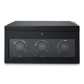 Wolf British Racing Triple Watch Winder with Storage Black - Dracakis Jewellers